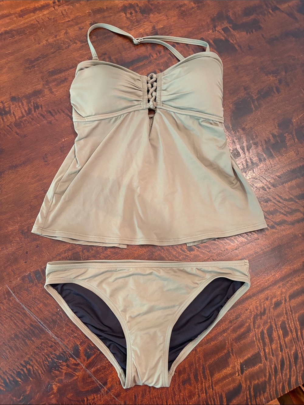 MICHAEL Michael Kors Olive Green Tankini Set with Braided Front